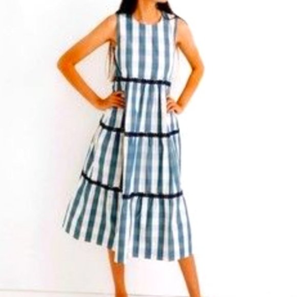 Madewell  Rickrack Cattail in Gingham Check Tiered Maxi Dress - Picture 3 of 13